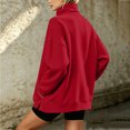 thumbnail image 4 of Tusihei Women Mock Neck Long Sleeve Oversized Sweatshirts Side Slit Pullover Tops Fall Winter Casual Loose Sweater Shirts, Wine M, 4 of 7