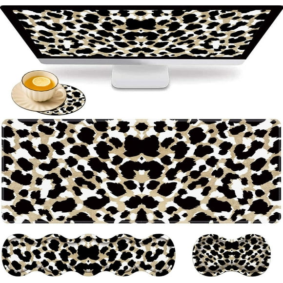 Gaming Mouse Pad Set, Large Gaming Mouse Pad+Keyboard Wrist Rest+Mouse Wrist Rest+Coaster, Easy Typing Pain Relief,