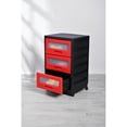 thumbnail image 3 of Italhome Mueble De Plástico En Color Negro Rojo Con 3 Cajones, Cajonera Organizador Multiusos Con Ruedas Piave, 3 of 8