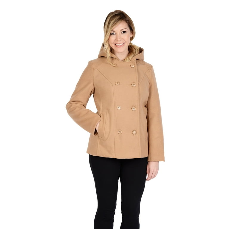 Women's hooded hotsell peacoat jacket