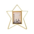 thumbnail image 2 of Desktop Photo Frame - Small Gold Metal 5x7 Stand Up Picture Frame in Heart or Star Shape for Tabletop Decor, Memories, Gift, 2 of 5