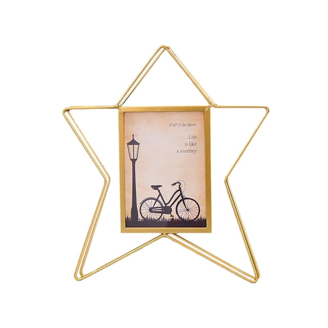 Star Shape Vertical Photo Frame Golden Picture Frame Decorative Photo Frames Picture Display Framel,Unique Frames,Versatile Desktop Decor for Office/Home/Bedside,Gift-Ready Elegant Memory Showcase