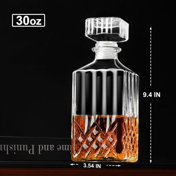 Whiskey Decanter, 30oz Decanters for Alcohol with Glass Stopper, Gift Boxed Bourbon Decanter, Whiskey Gifts for Men, Whiskey Decanter Sets for Men, Decanter for Whiskey, Bourbon
