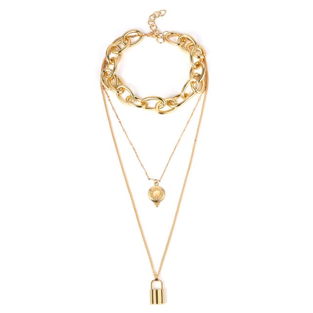Collier Femme Mode Punk Chaîne Collier Collier Multicouche Collier de Fête