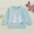 thumbnail image 2 of YUQIN Toddler Girl Easter Outfit Bunny Embroidered Sweatshirt Long Sleeve Pullover Tops Soft Crewneck Blouses Baby Spring Clothes Fashion Top Basic Tees, 2 of 8