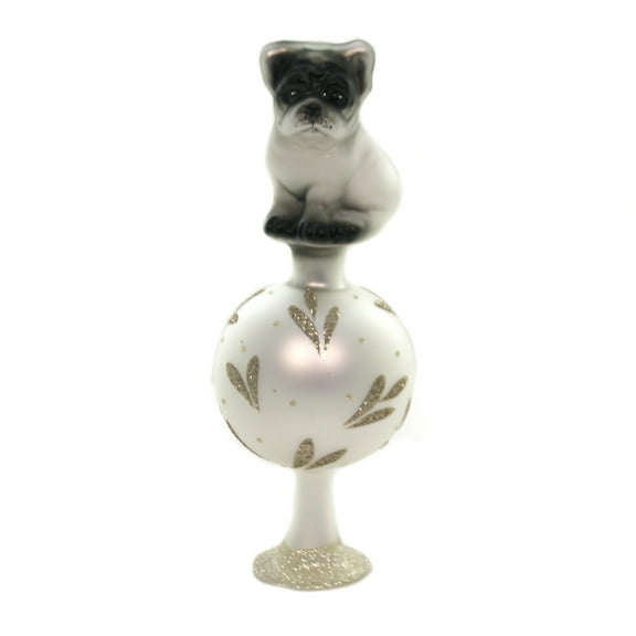 Bulldog Finial - 1 Tree Topper 8.5 Inch, Glass - Tree Topper Free Standing 10127S020
