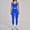 Blue, variant on PISONIC 2 Piece Workout Sets for Women Cross Back V Neck Tank Top Matching High Waist Leggings Gym Sets