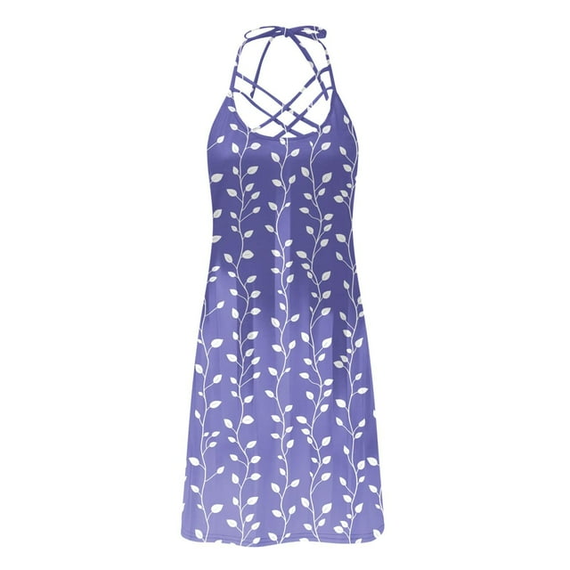 Amzcrzy Robes pour Femmes Mode Imprimé Floral Robes d'Été pour Femmes Décontractées Sans Manches Robe d'Été Dos Nu Ample Robe de Plage Mini