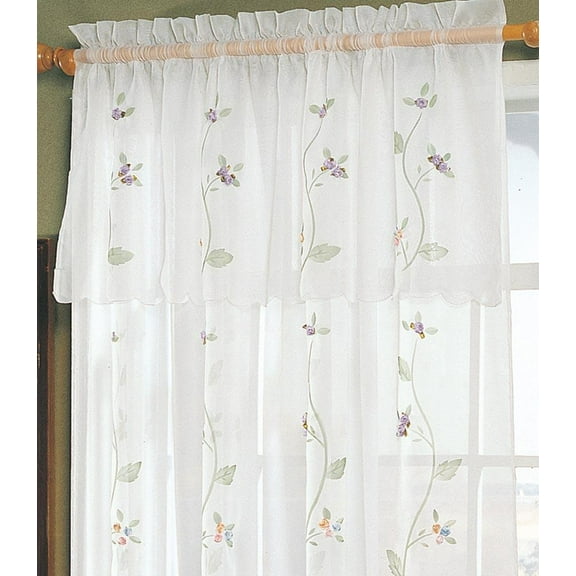 Cozy and Elegance - Ribbon Roses 3D Floral Window Curtain Panel 1 Piece White 8091
