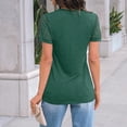 thumbnail image 4 of Women's Short Sleeve Shirts Dressy Lace Summer Tops 2026 Spring Trendy Casual T-Shirts Cute Work Outfits Blouses Dark Green S, 4 of 5