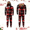 thumbnail image 2 of Mrzhqd Family Matching Christmas Pajamas Mens Christmas Pajamas Plaid Printed Onesie With Hooded Zipper Sleepwear,Red,Size Xxl, 2 of 6