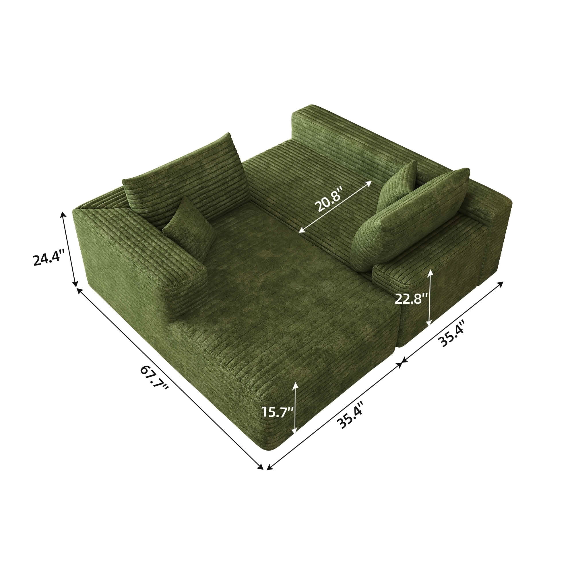 MAYEERTY 103 Inch L‑Shaped Cloud Sectional Sofa, Modern Minimalist Deep‑Seat Corner Couch, Plush Corduroy Upholstered Reversible Sofa, No‑Assembly Required for Living Room Apartment