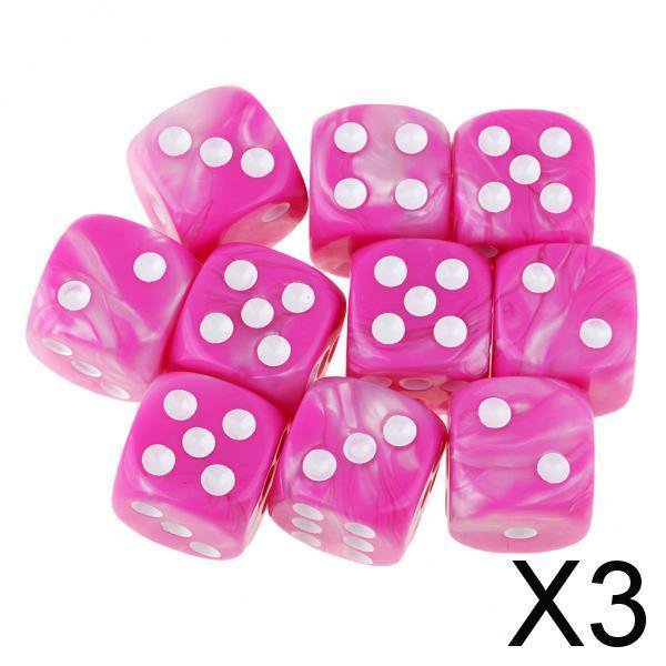 Dados de juego Baoblaze de 3x6 caras 16 mm para juegos de mesa y Enseñanza de matemáticas rosa