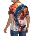 thumbnail image 2 of Zufioo Sunset Ocean Watercolor Dolphin Print Men's Baseball Short Sleeve, Moisture Wicking Button-Down Hip Hop Tee-4X-Large, 2 of 7
