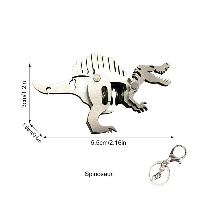 PVCS Modèle Mécanique en Métal Tridimensionnel 3d en Acier Inoxydable Porte-Clés Dinosaure