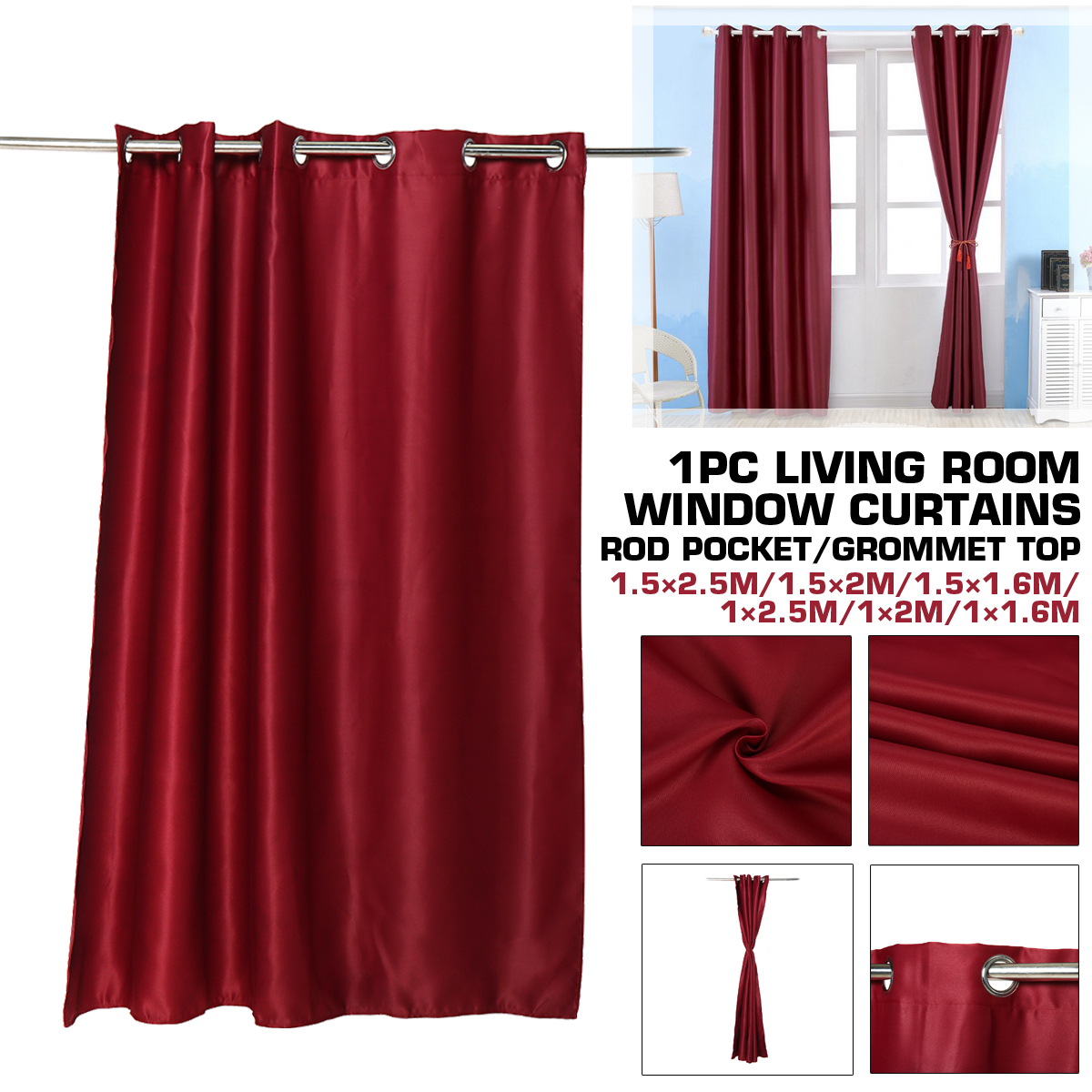 Burgundy Curtains Blackout Drapes - Home Decorations ...