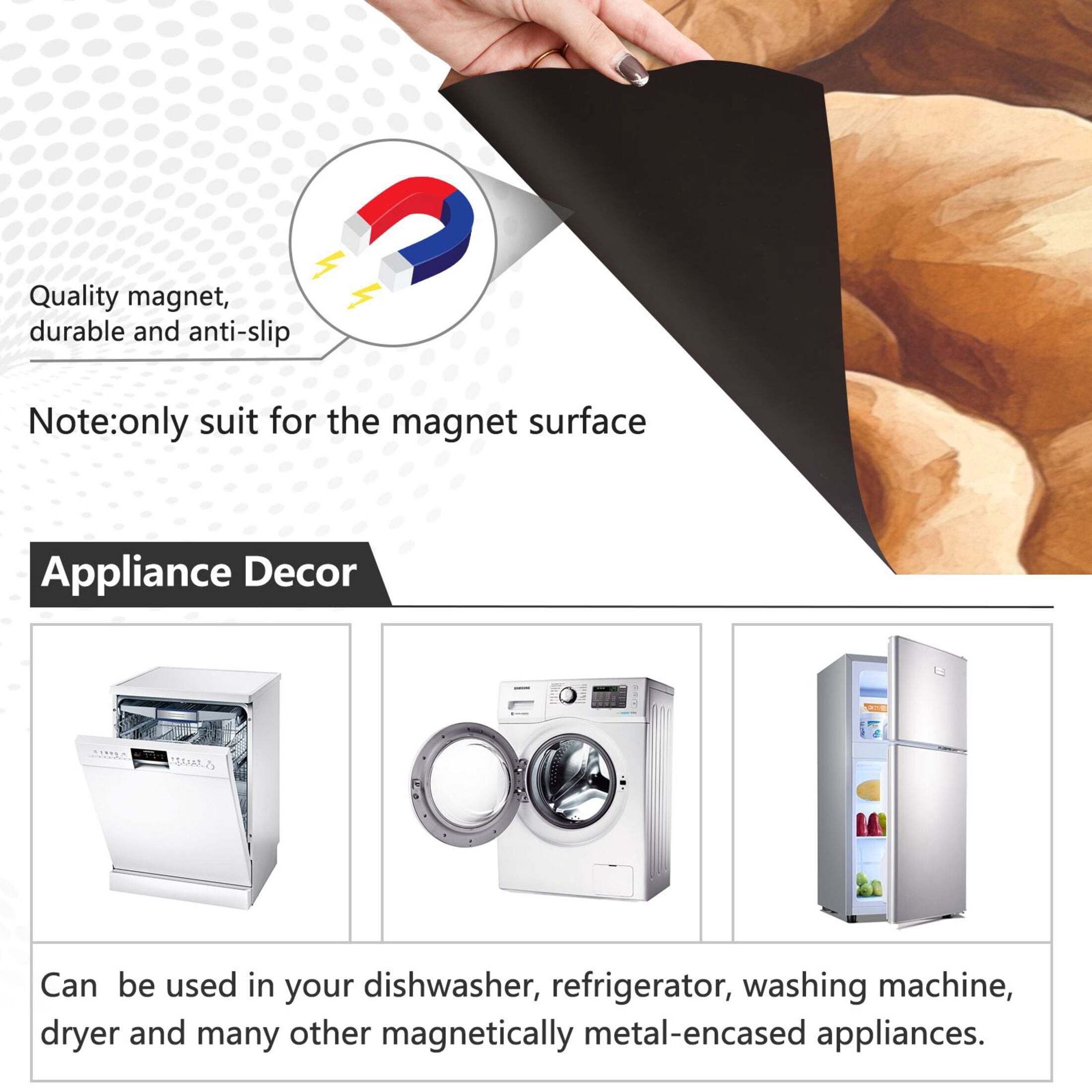 Dishwasher Magnetic Sticker 23x26 Inch Refrigerator Magnetic Sticker Washing Machine Magnetic Sticker Kitchen Panel Magnetic Sticker Home Decor Brown Roses Seamless