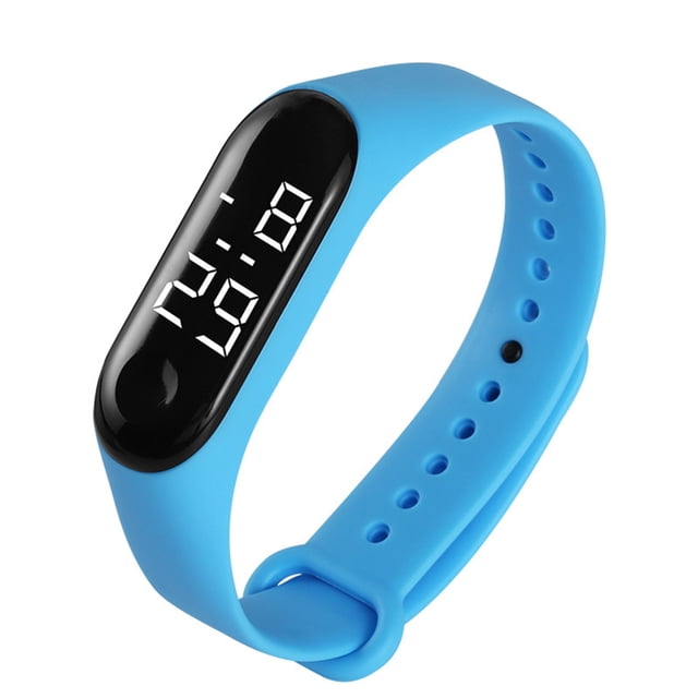 Trayknick M3 Montre-Bracelet Électronique Numérique à Bracelet Réglable Couleur Unie pour Enfants