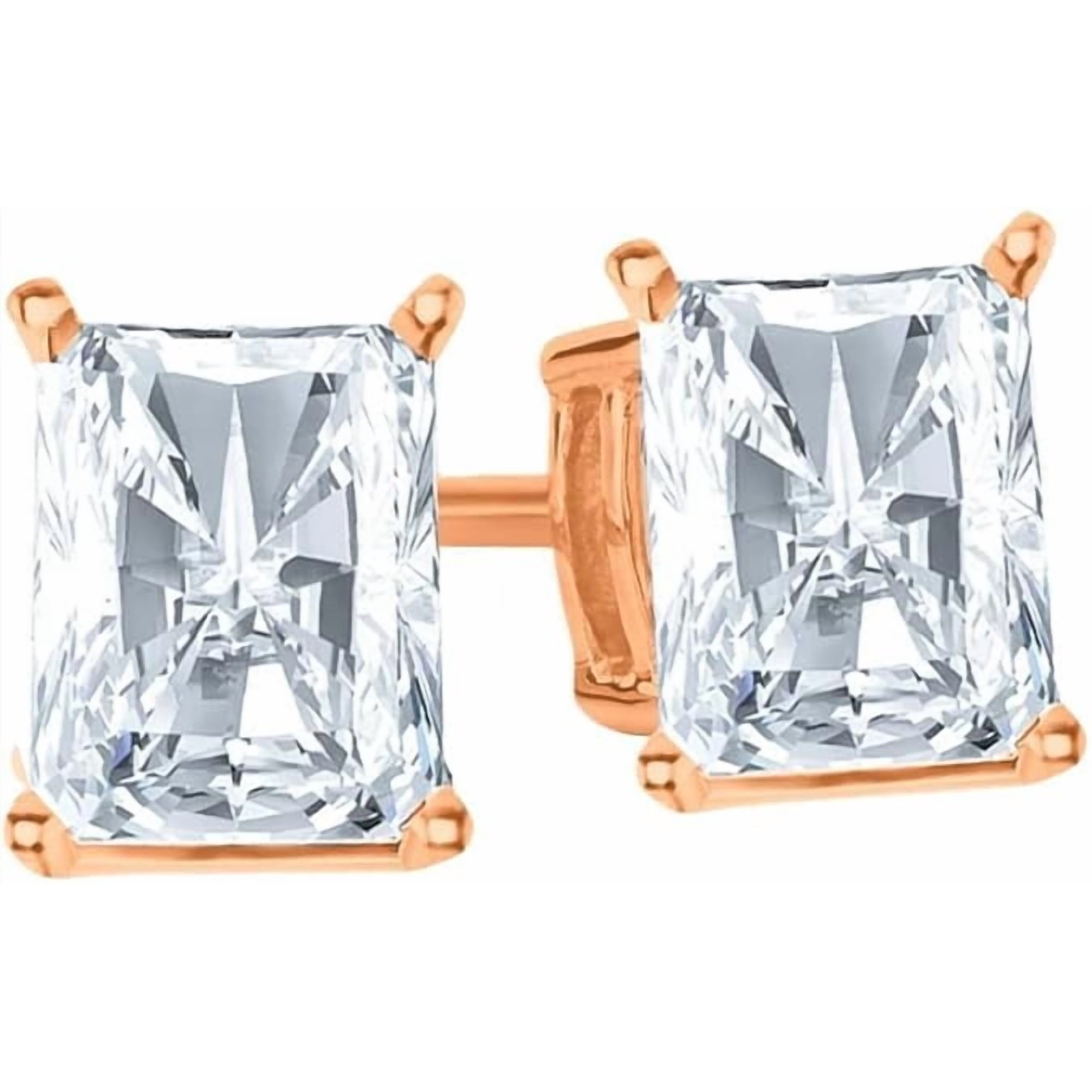 Houston Diamond District 0.5 to 6 Carat IGI Certified LAB-GROWN Diamond Earrings 4 Prong Screw Back Luxury Collection (D-E COLOR, VS1-VS2 CLARITY) 14K Rose Gold 0.25 Carat Radiant Shape