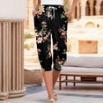 thumbnail image 2 of YDLCAFD Capris For Women Print Pants Bottom High Waist Drawstring Joggers, 2 of 5