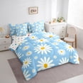 thumbnail image 3 of jejeloiu Cute Cartoon Floral 7 Pieces Bedding Comforter Set,Kawaii Daisy Blossom Full Bedding Set,White Blue Fitted Sheet Flat Sheet For Girls,Ultra Soft Home Decor Reversible, 3 of 8