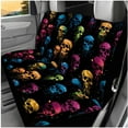 thumbnail image 3 of Pzuqiu 14 Pcs Automotive Seat Cover Accessories Colorful Skull Front Back Car Seat Covers Auto Steering Wheel Center Console Cushion Pad Seat Belt Headrest Coasters Key Chain Breathable, 3 of 7