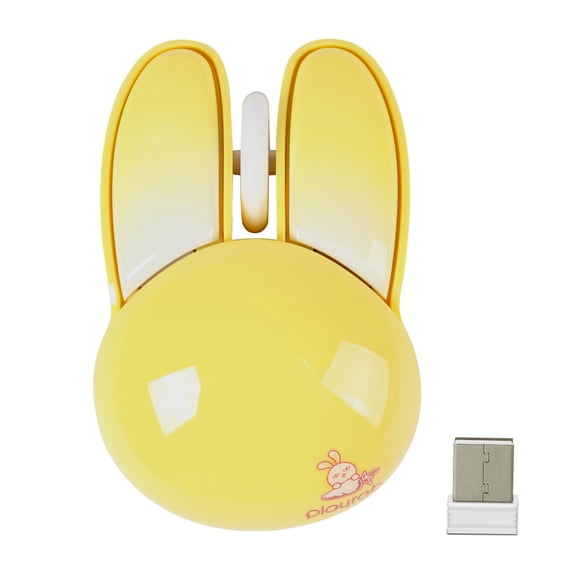 Wireless Mouse Bluetooth Cute Bunny Shape Small Quiet USB Optical Silent Funny Travel Cordless Mice for PC Laptop Desktop Computer Mac Macbook Air Pro Dell HP Chromebook Kids Women Men Gift, Yellow