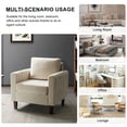 thumbnail image 4 of Upholstered Club Accent Chair Velvet Fabric Tufted Armchair Lounge Single Sofa Removable Backrest Wood Legs Home Living Room Ivory, 4 of 6