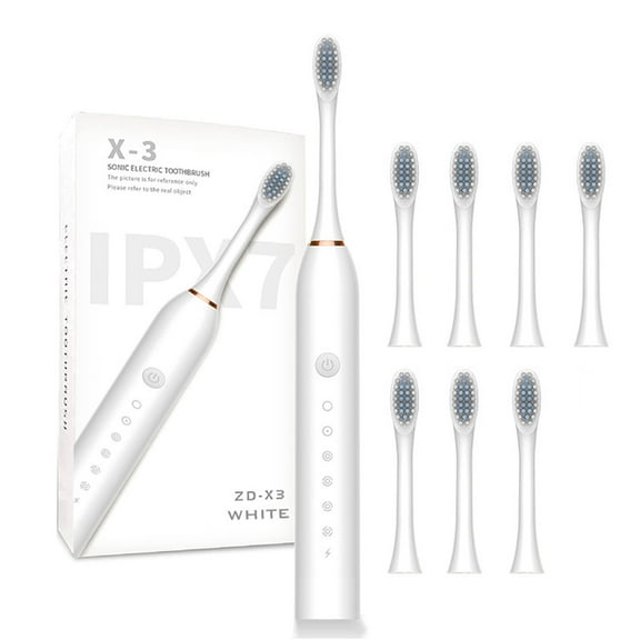 Electric Toothbrush for Adults,Travel Electric Toothbrush,Toothbrush,Toothbrush With 8 Brush Heads,Smart 6-speed Timer Toothbrush IPX7 -Newly Upgraded Toothbrush(White 9in)