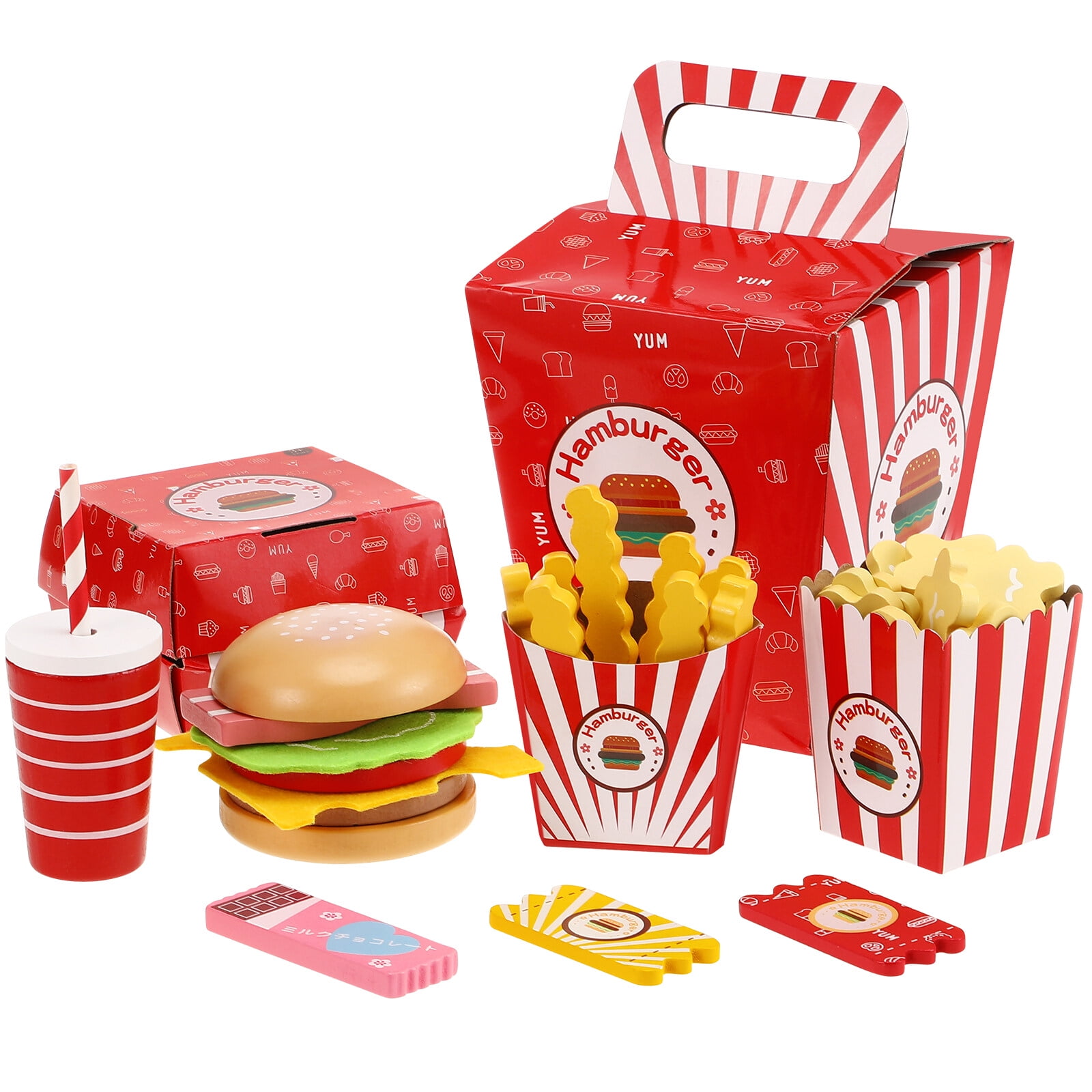 NUOLUX Pretend Play Food Set for Children Simulated Fast Food Playset Burger Fries Kitchen