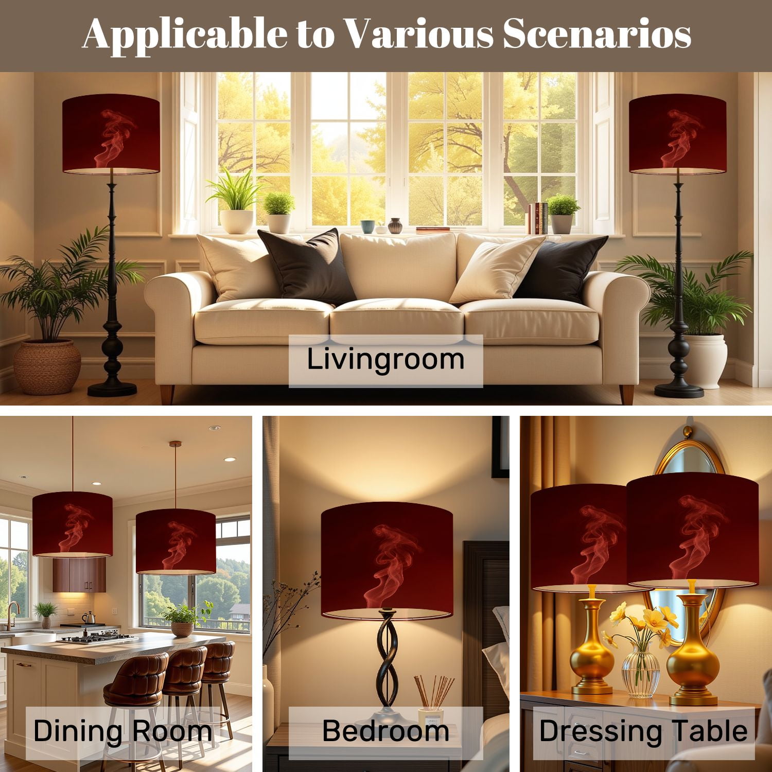 Lampshades 2 Pack Burgundy acrylic watercolor marble shiny 13"x13"x10" Light Shade for Table Lamps Floor Lamps Drum Lamp Shades Lampshade Replacement Easy Assembly