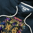 thumbnail image 2 of Harry Potter Hogwarts Floral Crest Unisex Adult Slim Fit Pull-Over Heather Hoodie, Navy, Small, 2 of 5