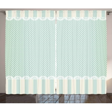 Ambesonne Shabby Flora Curtains 2 Panel Set, Ornaments and Dots, 108" x 84", Almond Green Cream White