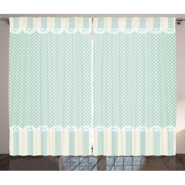 Shabby Chic Curtains 2 Panels Set Traditional Old Fashioned Vertical Stripes Ornaments And Dots Window Ds For Living Room Bedroom 108w X 63l Inches Almong Green Cream White By Ambesonne Com Shabby Chic Curtains 2 Panels Set, White Shabby Chic Curtains