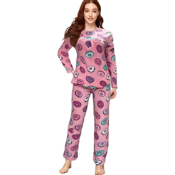 Pijama Polar Mujer Con Capucha Set 2 Pza Dama Diseño Estampa LOLE Pijama