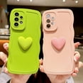 thumbnail image 3 of for Samsung Galaxy A23 5G Phone Case 6.6", Cute Kawaii 3D Love Heart Solid Color Curly Wavy Camera Lens Cover Shockproof Soft Silicone Phone Cover for Women (Green), 3 of 12