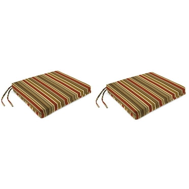 Jordan Manufacturing Sunbrella 17" x 19" Brannon Redwood Multicolor Stripe Rectangular Outdoor Chair Pad Seat Cushion with Ties (2 Pack)