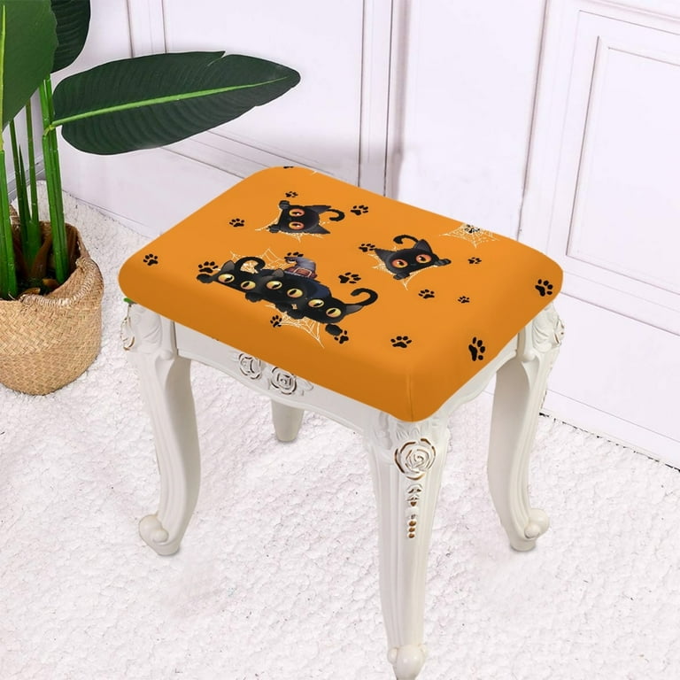 ZUXONGSY Spooky Black Cat Stool Covers Rectangle Pcs Stretch - Main Image