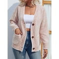 thumbnail image 4 of Honganda Women's V-Neck Knit Cardigan Contrast Color Long Sleeve Pockets Button-front Closure Sweaters, 4 of 8