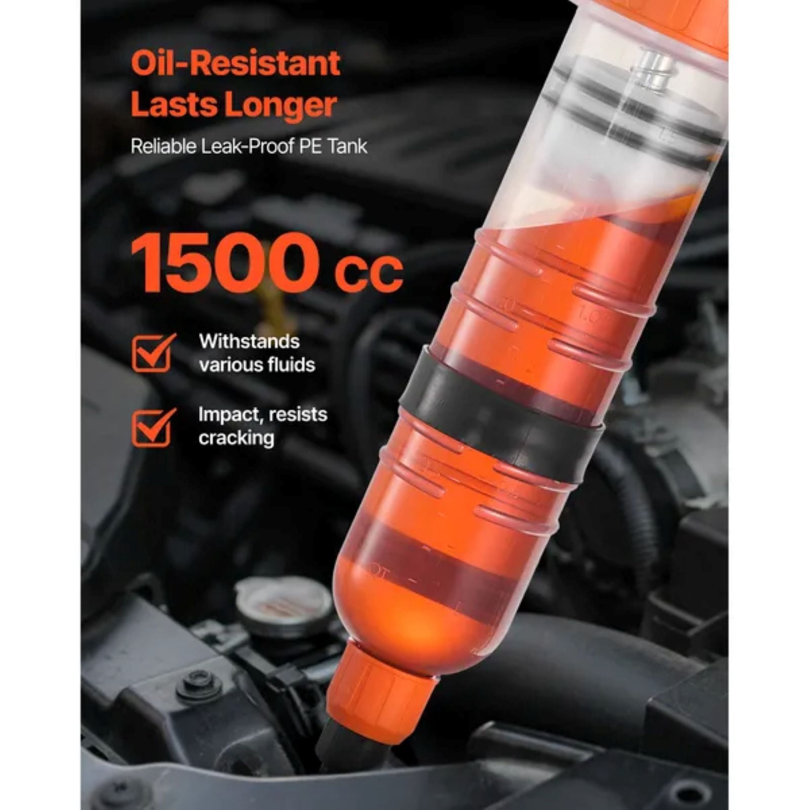 1500CC Fluid Extractor, Manual Automotive Fluid Pump Extractor, Oil Syringe with Long Hose and Extension Tubes Easy Oil Change, Suction Pump for Lawn Mowers Cars Ships Golf Carts Motorcycles