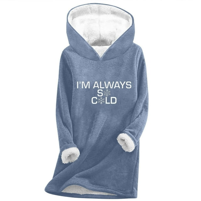 Sweat à Capuche pour Femmes, Longs Chandails en Molleton pour Femmes, Chandail en Molleton à Capuche Imprimé Numérique en Peluche et Épaissi à la Mode Décontracté à Manches Longues Col Rond