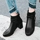 thumbnail image 5 of NECHOLOGY Botas Mujer Zapatos Botines mujer Botas de tacón grueso para mujer de otoño e invierno, hebilla de cinturón, botas de mujer con cremallera lateral de tacón medio (Black, 7.50), 5 of 7