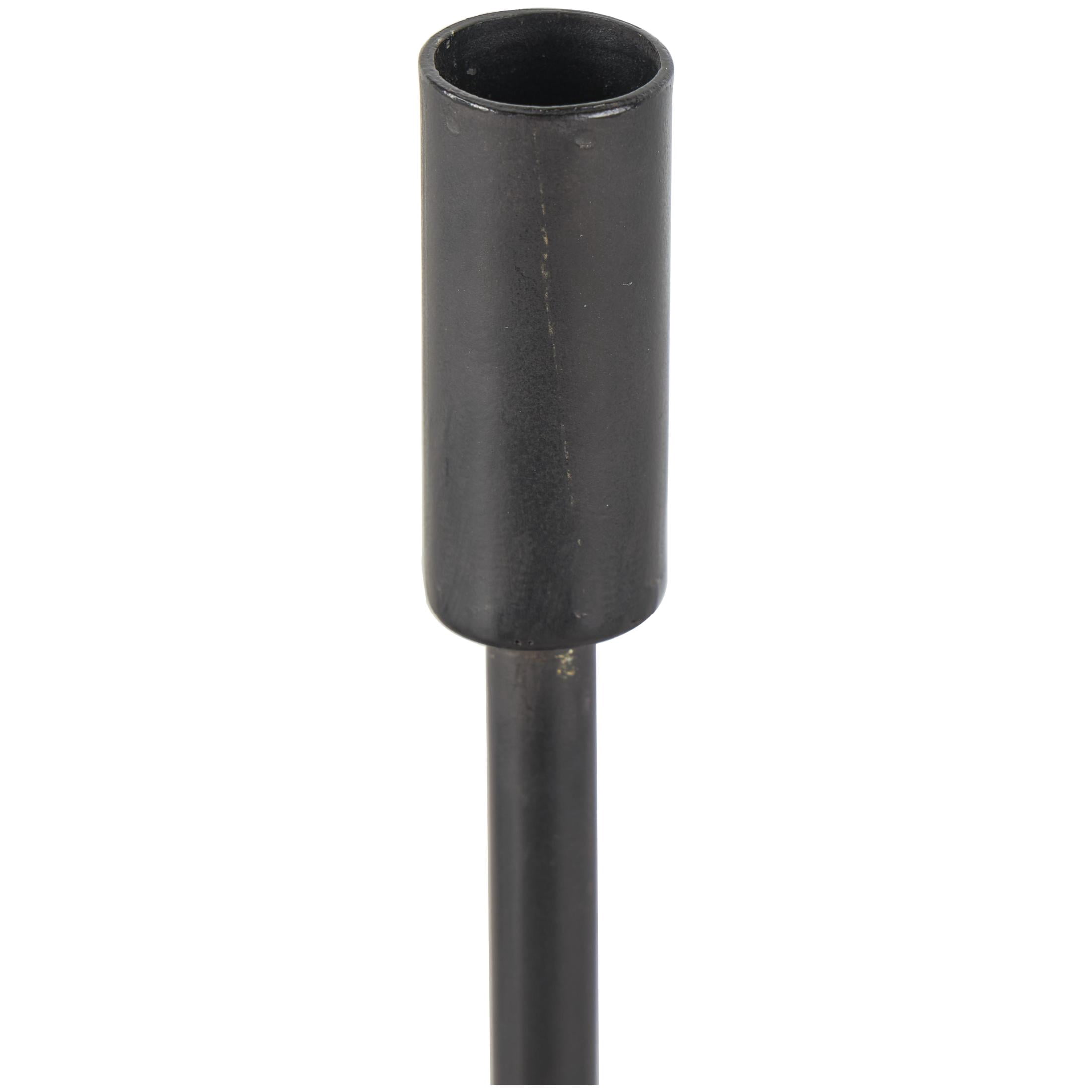 DecMode 2 Candle Black Metal Slim Weathered Candle Holder with Square Tapered Bases, Set of 2