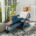 thumbnail image 3 of Innovaze Folding Adirondack Chair with Ottoman, 700LBS Heavy Duty Poly Lumber Outdoor Chair, Adjustable Back, Cup Holders, All Weather HIPS Patio Chair for Porch, Backyard, Pool (Navy Blue), 3 of 13
