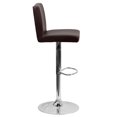 thumbnail image 2 of Contemporary Brown Vinyl Adjustable Height Barstool with Panel Back and Chrome Base, 2 of 6
