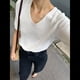 thumbnail image 4 of Suéter de Corta para Mujer, Cuello en V, Camiseta Básica de Punto, Jersey Informal de Negocios XL, 4 of 8