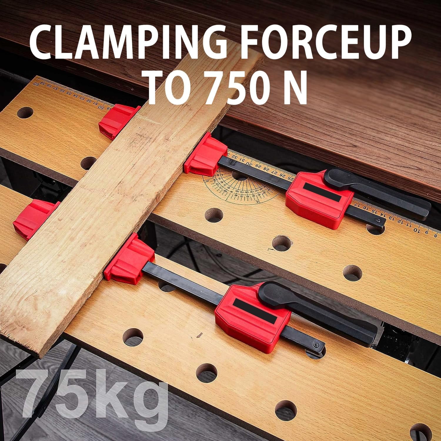 3/4" (19mm) Bench Dog Clamps For Woodworking - Up to 155 Lbs Clamping Force, Wood Clamps for 19mm Bench Dogs Hole - Workbench Accessories (2 Pack)