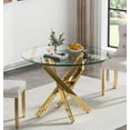 thumbnail image 6 of 36'' Square Glass Dining Table for 2-4, X-Shape Black Metal Legs, Glass Tea Table Square Kitchen Table for Small Space, 6 of 12