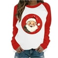 thumbnail image 2 of Fartey Christmas Crewneck Sweatshirt for Women Plus Size Raglan Long Sleeve Sweatshirts Funny Santa Graphic Pullover Tops Holiday Party Sweatshirts Red 5XL, 2 of 2