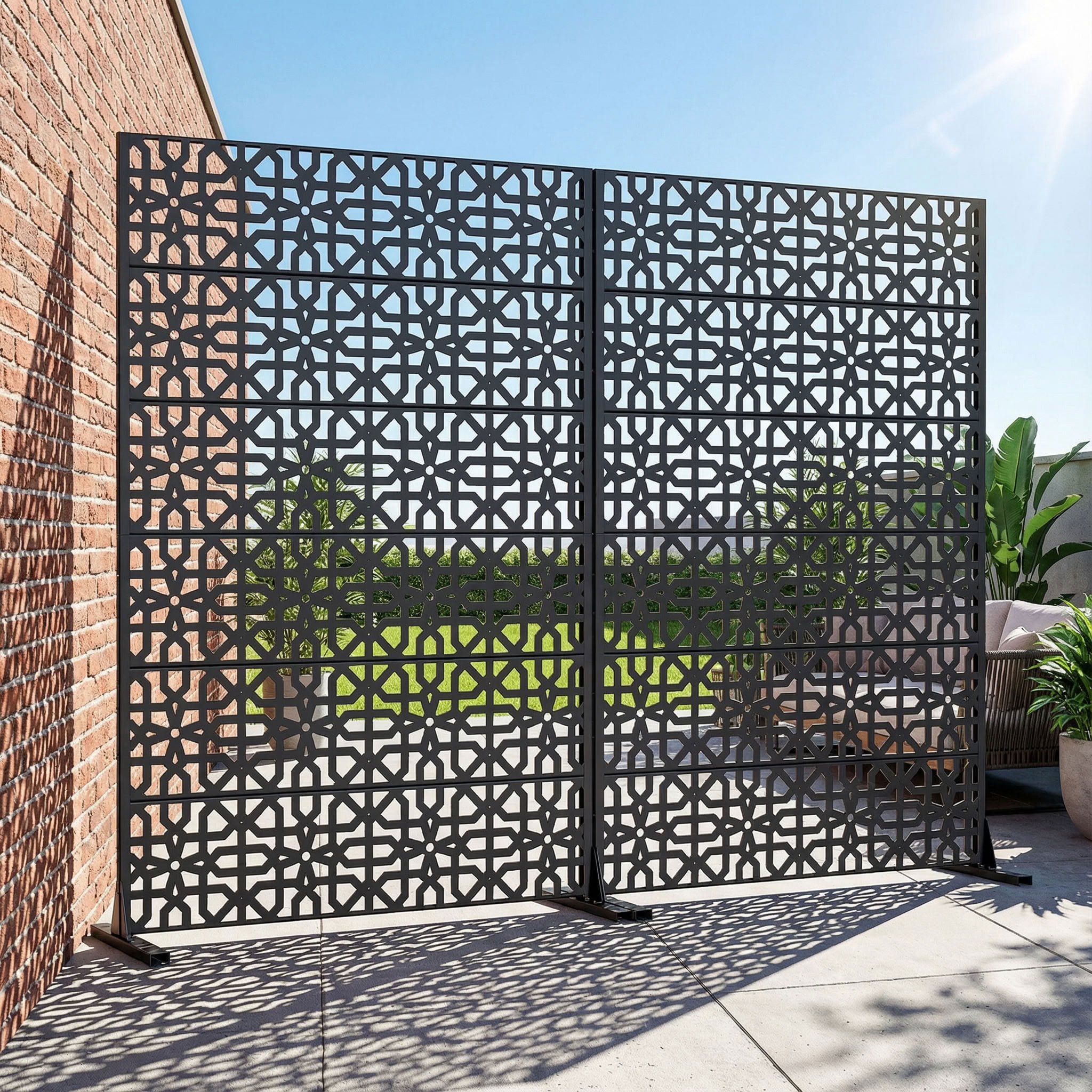 MAYEERTY 72*47in Outdoor Privacy Screen, Sleek Modern Metal Privacy Fence, Pool Privacy Panel for Patio, Balcony, Garden
